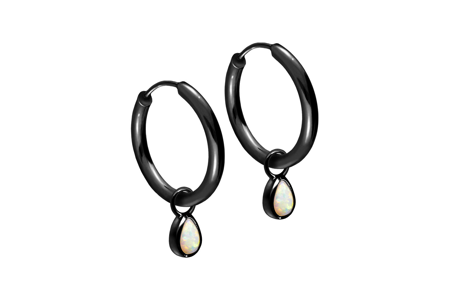 Chirurgenstahl Ohrclicker Creolen SYNTHETISCHER OPALTROPFEN von Piercingline